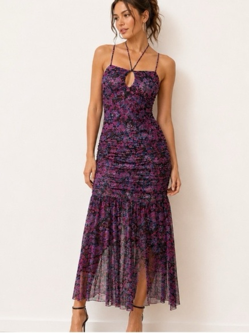 MISA Los Angeles Women's Nicola Shirred Floral Midi-Dress Size XL NWT - Picture 2 of 7